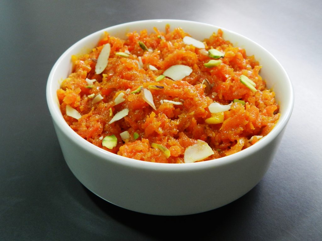 a bowl of carrot halwa