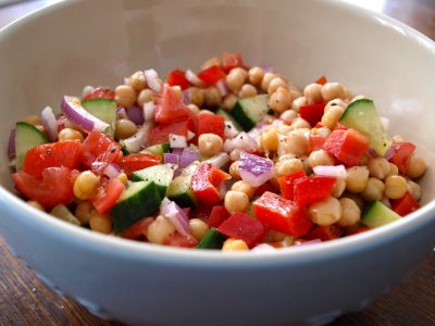 chickpea, tomato and onion salad