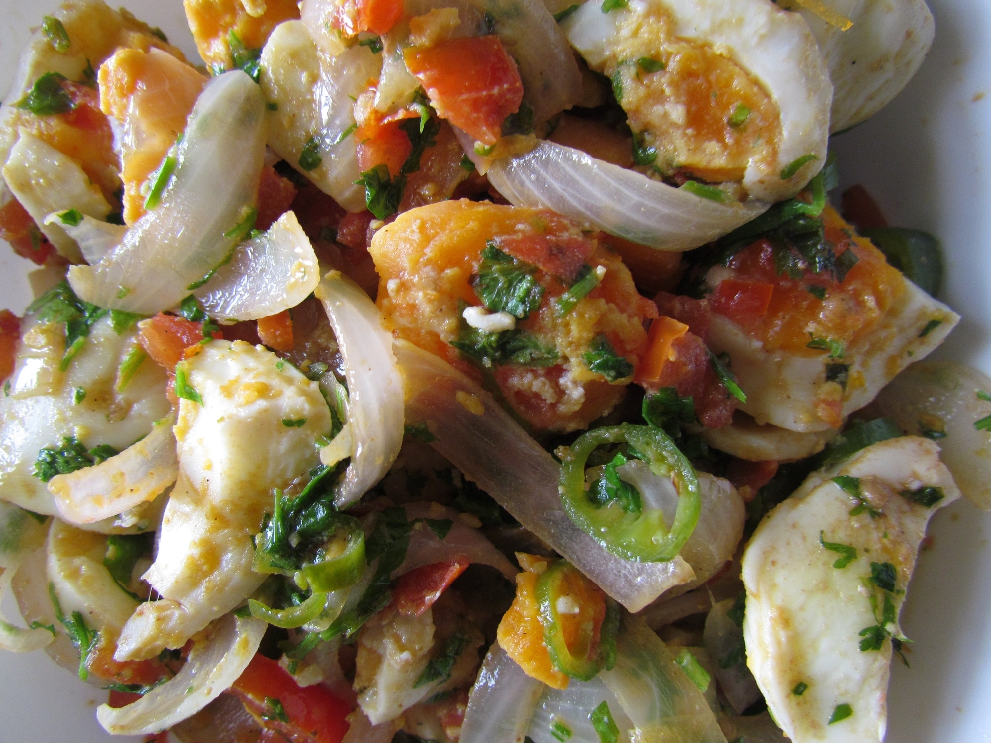 a serving of egg chaat