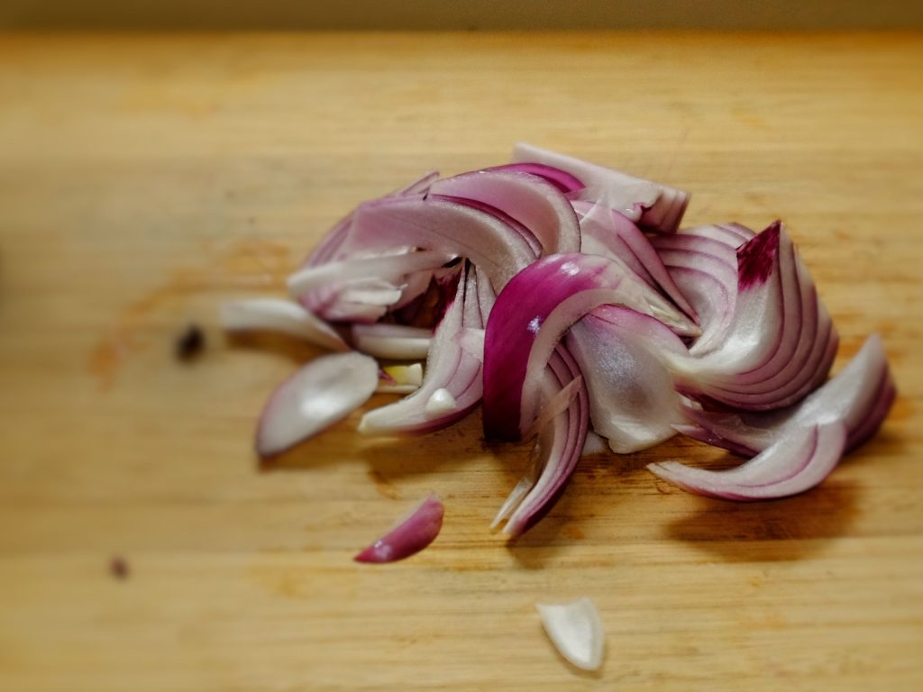 A mound of sliced onion