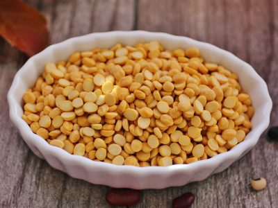 a bowl of split yellow peas