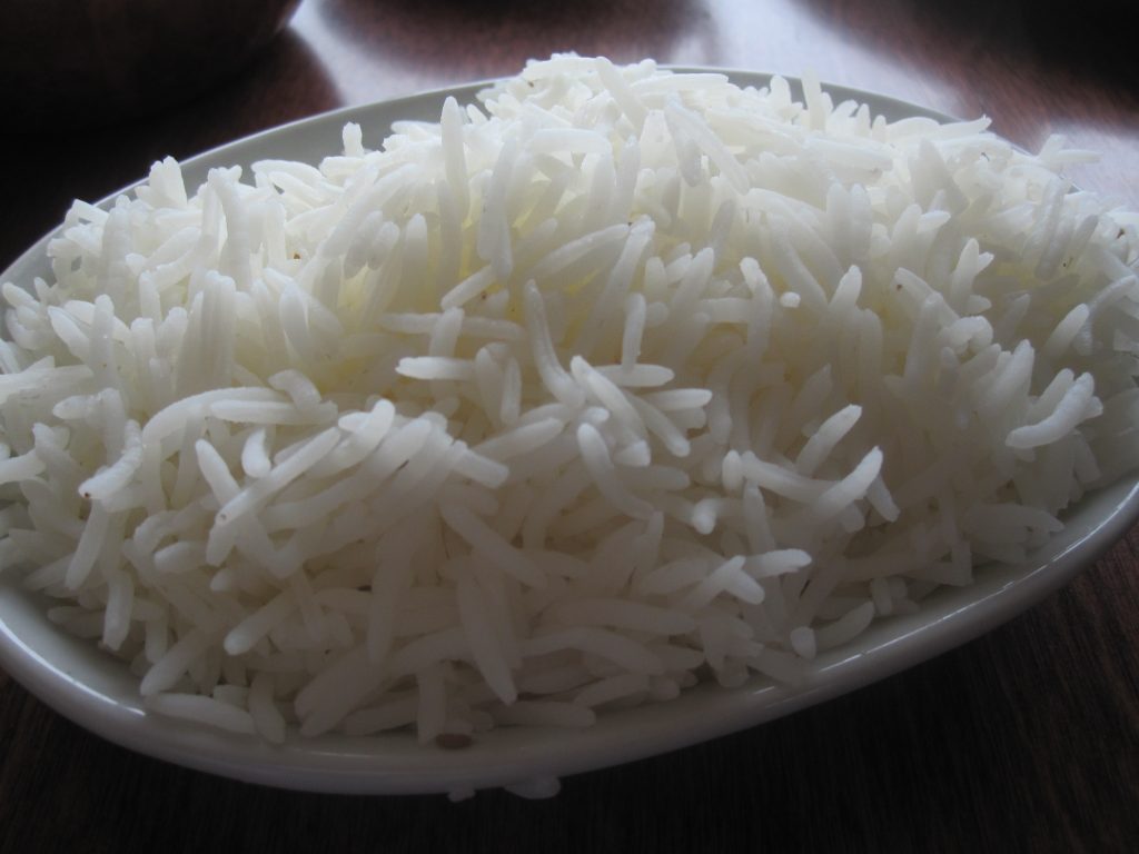 a bowl of plain basmati rice