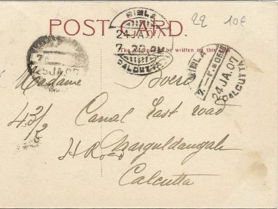 the back of a 1907 Calcutta postcard