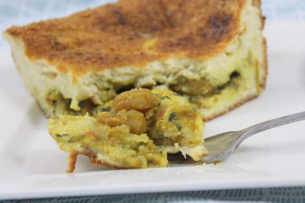 a piece of Goan prawn cake