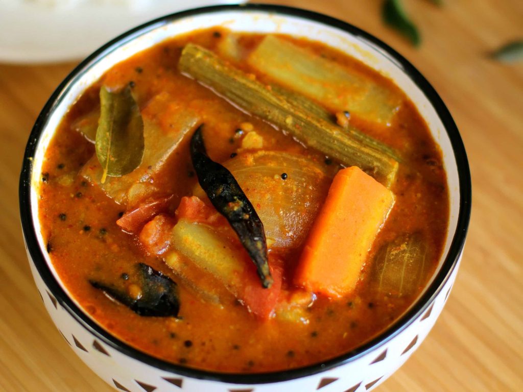 a bowl of vegetable sambar